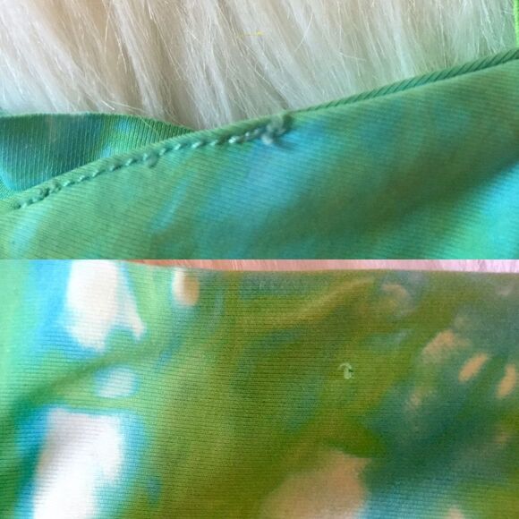 Lucky Brand M Summer Time Tie Dye Fringe Bandeau Bikini Top Swimsuit Green Boho - Picture 10 of 10